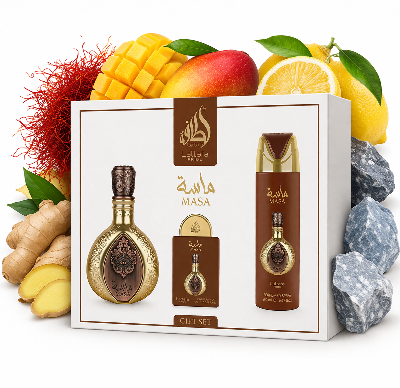 Masa Gift Set By Lattafa Eau De Parfum 100ml + 20ml + 200ml Deo