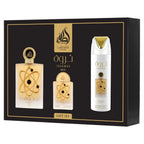 Tharwah Gold Gift Set By Lattafa Eau De Parfum 100ml + 20ml + 200ml Deo