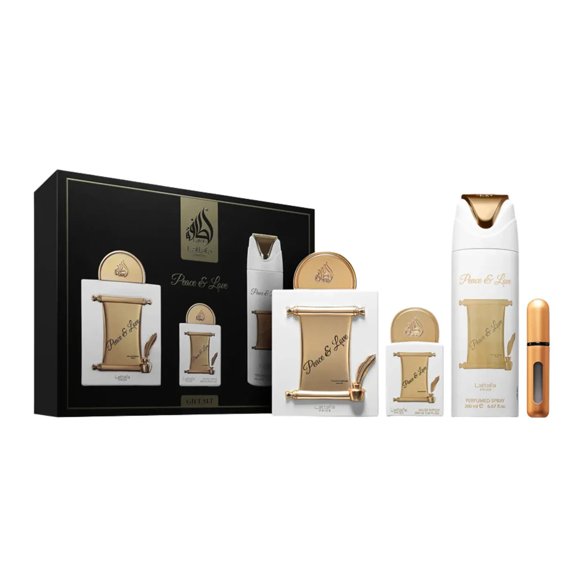 Peace & Love Gift Set By Lattafa Eau De Parfum 100ml + 20ml + 200ml Deo